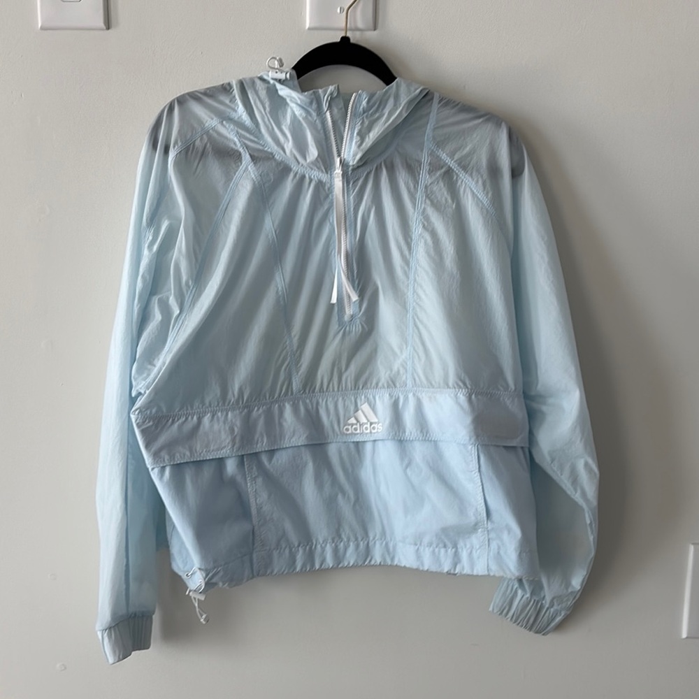 Adidas Blue Utility Jacket with Hood and Elastic Hem